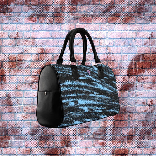"Static Zebra" Graphic Mini Barrel Weekender Bag (Daydream Blue)