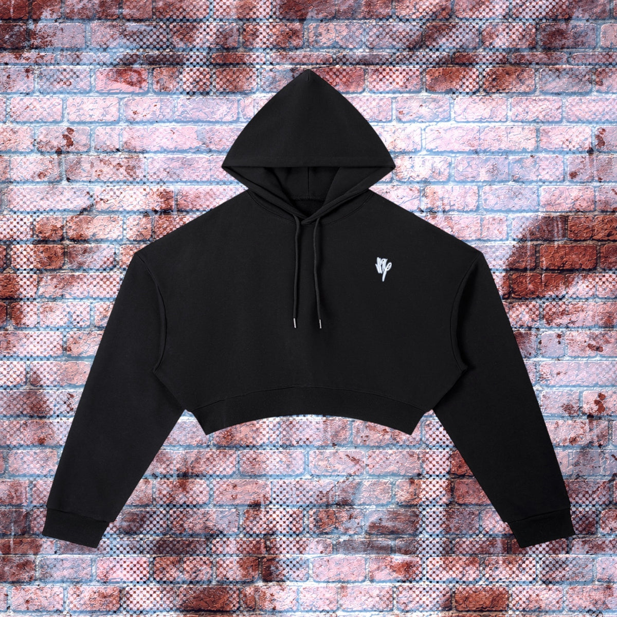 "N96 Neon Graffiti Logo" Essential Cropped Hoodie