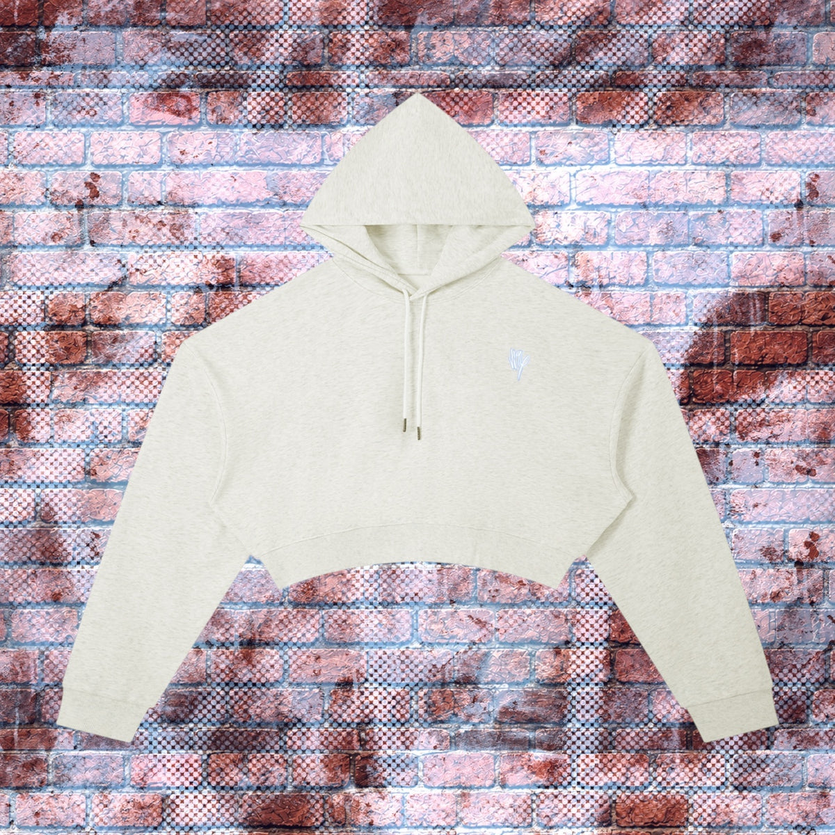 "N96 Neon Graffiti Logo" Essential Cropped Hoodie