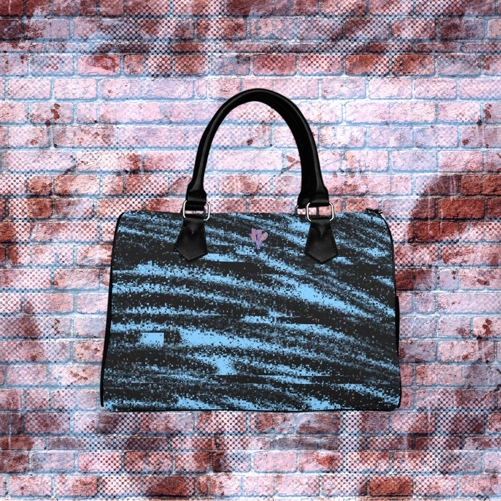 "Static Zebra" Graphic Mini Barrel Weekender Bag (Daydream Blue)