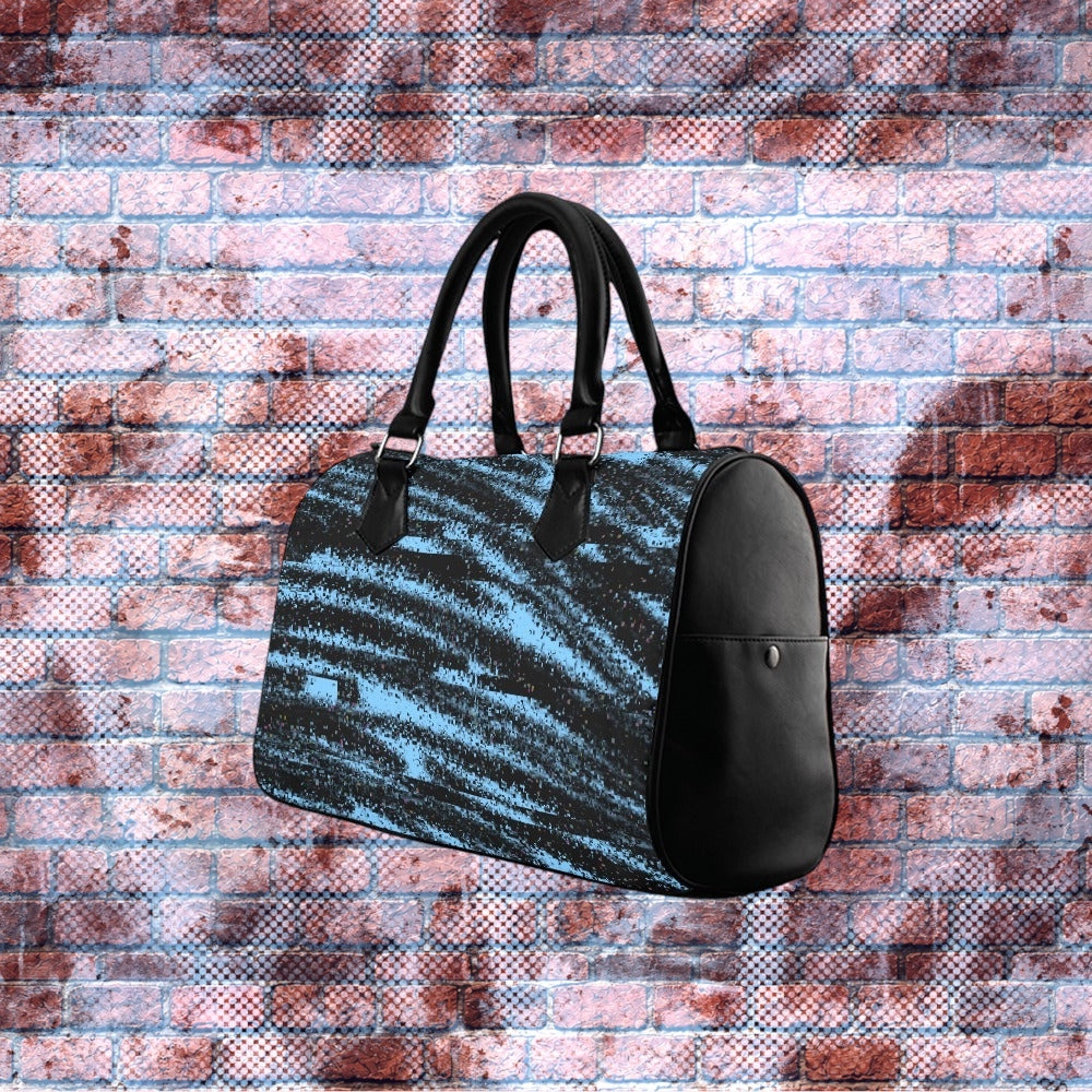 "Static Zebra" Graphic Mini Barrel Weekender Bag (Daydream Blue)
