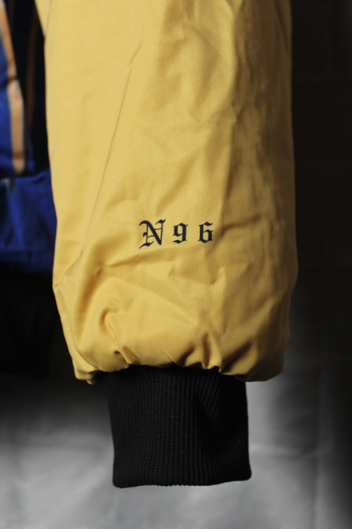 "Unspoken Soulz" Graphic Print Color Block Bomber Jacket (HumBlue/Sunshine Sand/Black)